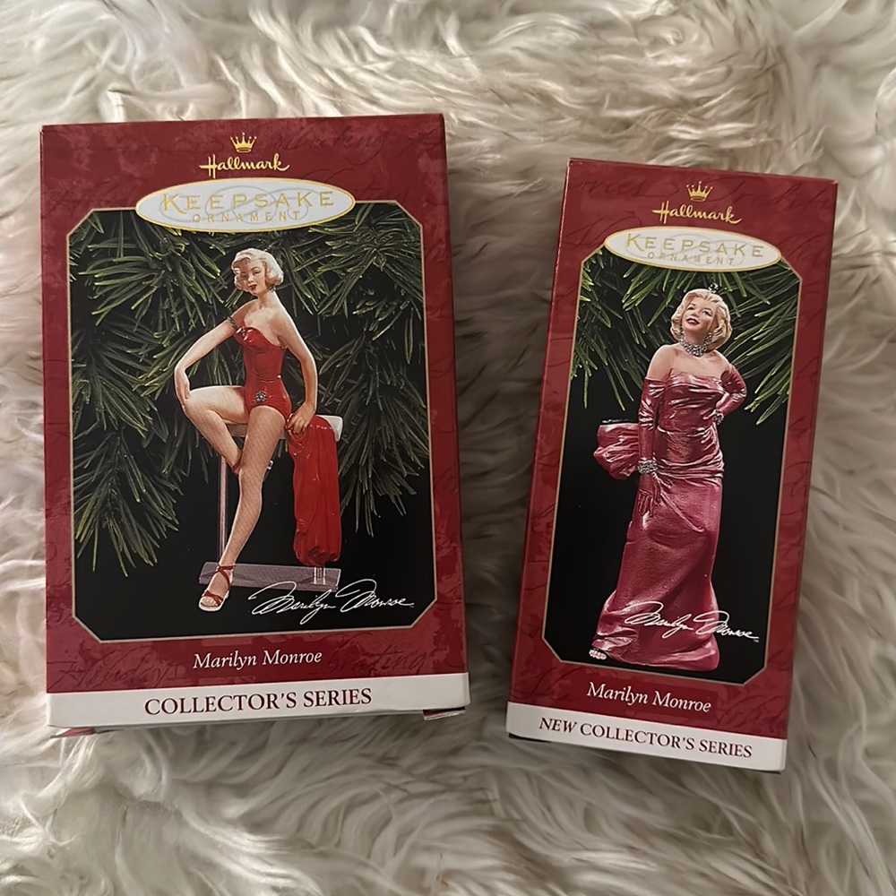 Set of 2 Marilyn Monroe Collector’s Series Keepsake Vintage Hallmark Ornaments